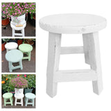Maxbell Wooden Stool Plant Stand Round Planter Holder for Office Living Room Desktop White