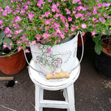 Maxbell Wooden Stool Plant Stand Round Planter Holder for Office Living Room Desktop White