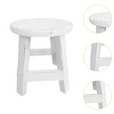 Maxbell Wooden Stool Plant Stand Round Planter Holder for Office Living Room Desktop White