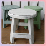 Maxbell Wooden Stool Plant Stand Round Planter Holder for Office Living Room Desktop White