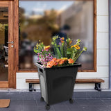 Maxbell Flower Bucket with Wheels Decorative Rustic Basket for Kitchen Garden Office large