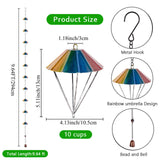Maxbell 9.6ft Iron Outside Rain Chain with 10x Rainbow Parachute Links for Roof Edge