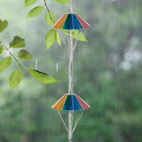 Maxbell 9.6ft Iron Outside Rain Chain with 10x Rainbow Parachute Links for Roof Edge