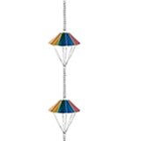 Maxbell 9.6ft Iron Outside Rain Chain with 10x Rainbow Parachute Links for Roof Edge