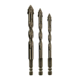 Maxbell Four Flute Sawtooth Eccentric Drill Bit for Marble Terracotta Carbide Tipped 3Pcs