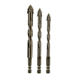 Maxbell Four Flute Sawtooth Eccentric Drill Bit for Marble Terracotta Carbide Tipped 3Pcs