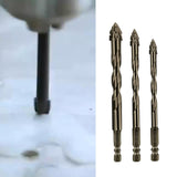 Maxbell Four Flute Sawtooth Eccentric Drill Bit for Marble Terracotta Carbide Tipped 3Pcs