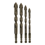 Maxbell Four Flute Sawtooth Eccentric Drill Bit for Marble Terracotta Carbide Tipped 4Pcs