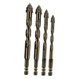 Maxbell Four Flute Sawtooth Eccentric Drill Bit for Marble Terracotta Carbide Tipped 4Pcs