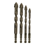 Maxbell Four Flute Sawtooth Eccentric Drill Bit for Marble Terracotta Carbide Tipped 4Pcs