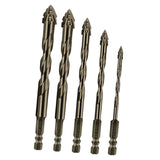 Maxbell Four Flute Sawtooth Eccentric Drill Bit for Marble Terracotta Carbide Tipped 5Pcs