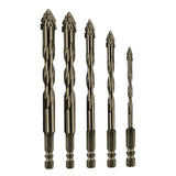Maxbell Four Flute Sawtooth Eccentric Drill Bit for Marble Terracotta Carbide Tipped 5Pcs