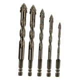 Maxbell Four Flute Sawtooth Eccentric Drill Bit for Marble Terracotta Carbide Tipped 5Pcs
