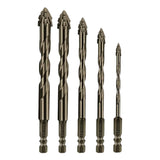 Maxbell Four Flute Sawtooth Eccentric Drill Bit for Marble Terracotta Carbide Tipped 5Pcs