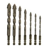 Maxbell Four Flute Sawtooth Eccentric Drill Bit for Marble Terracotta Carbide Tipped 7Pcs
