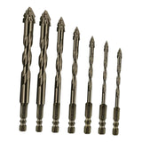 Maxbell Four Flute Sawtooth Eccentric Drill Bit for Marble Terracotta Carbide Tipped 7Pcs