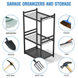 Maxbell Garden Tool Organizer 3 Tier Garage Tools Storage Stand for Lawn Brooms Shed