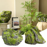 Maxbell Artificial Moss Rock Green Moss Covered Stone for Woodland Displays Crafting 17cmx17cmx12cm