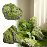 Maxbell Artificial Moss Rock Green Moss Covered Stone for Woodland Displays Crafting 17cmx17cmx12cm