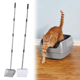 Maxbell Cat Litter Scooper Long Handle Stainless Steel Versatile Kitty Metal Scooper Black