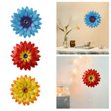 Maxbell Metal Flower Wall Decor 20 cm Iron 3D Decoration for Patio Porch Living Room Blue
