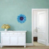 Maxbell Metal Flower Wall Decor 20 cm Iron 3D Decoration for Patio Porch Living Room Blue