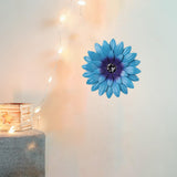 Maxbell Metal Flower Wall Decor 20 cm Iron 3D Decoration for Patio Porch Living Room Blue