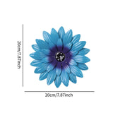 Maxbell Metal Flower Wall Decor 20 cm Iron 3D Decoration for Patio Porch Living Room Blue