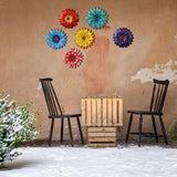 Maxbell Metal Flower Wall Decor 20 cm Iron 3D Decoration for Patio Porch Living Room Blue