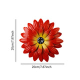 Maxbell Metal Flower Wall Decor 20 cm Iron 3D Decoration for Patio Porch Living Room Red