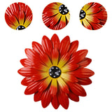 Maxbell Metal Flower Wall Decor 20 cm Iron 3D Decoration for Patio Porch Living Room Red