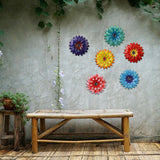 Maxbell Metal Flower Wall Decor 20 cm Iron 3D Decoration for Patio Porch Living Room Red