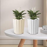 Maxbell 5Pcs Plant Pots Outdoor Resin Barrel Planters for Succulents Roses Farmhouse Light Beige