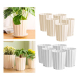 Maxbell 5Pcs Plant Pots Outdoor Resin Barrel Planters for Succulents Roses Farmhouse Light Beige
