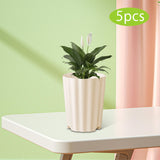 Maxbell 5Pcs Plant Pots Outdoor Resin Barrel Planters for Succulents Roses Farmhouse Light Beige