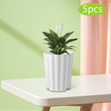 Maxbell 5Pcs Plant Pots Outdoor Resin Barrel Planters for Succulents Roses Farmhouse White