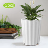 Maxbell 5Pcs Plant Pots Outdoor Resin Barrel Planters for Succulents Roses Farmhouse White