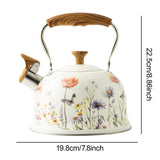 Maxbell Loud Whistle Kettle Floral Pattern Cooker Tea Kettle for Outdoor Camping BBQ