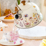 Maxbell Loud Whistle Kettle Floral Pattern Cooker Tea Kettle for Outdoor Camping BBQ