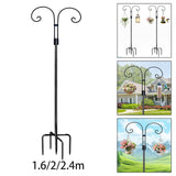 Maxbell Double Shepherds Hook Iron for Hummingbird Feeder Flower Basket Bird Feeders Height 1.6M
