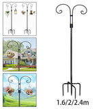Maxbell Double Shepherds Hook Iron for Hummingbird Feeder Flower Basket Bird Feeders Height 1.6M
