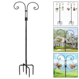 Maxbell Double Shepherds Hook Iron for Hummingbird Feeder Flower Basket Bird Feeders Height 2M