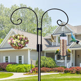 Maxbell Double Shepherds Hook Iron for Hummingbird Feeder Flower Basket Bird Feeders Height 2M