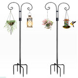 Maxbell Double Shepherds Hook Iron for Hummingbird Feeder Flower Basket Bird Feeders Height 2.4M