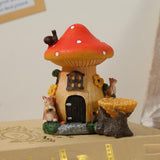 Maxbell Mushroom House Statue Compact DIY Decoration for Courtyard Balcony Flowerpot