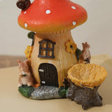 Maxbell Mushroom House Statue Compact DIY Decoration for Courtyard Balcony Flowerpot