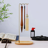 Maxbell Brush Stand Gifts with Base Versatile Chinese Wood Indoor Wind Chime Bracket Gold
