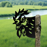 Maxbell 2D Peeping Metal Art Artwork Decorative Garden Decor for Patio Entryway Lawn Chicken