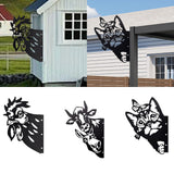 Maxbell 2D Peeping Metal Art Artwork Decorative Garden Decor for Patio Entryway Lawn Chicken