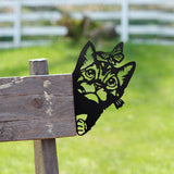 Maxbell 2D Peeping Metal Art Artwork Decorative Garden Decor for Patio Entryway Lawn Cat